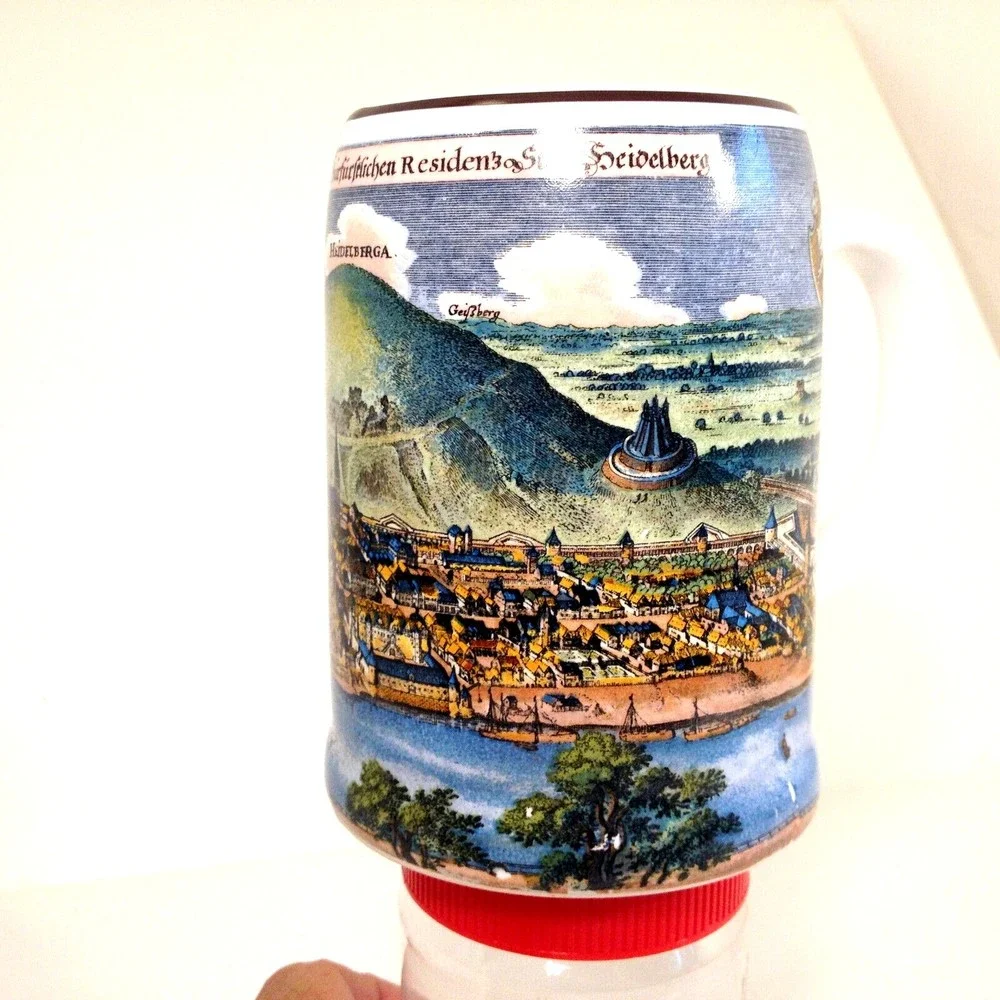 Vintage Reutter Porzellan Beer Stein Heidelberga Neccar fluvius Hassen W Germany